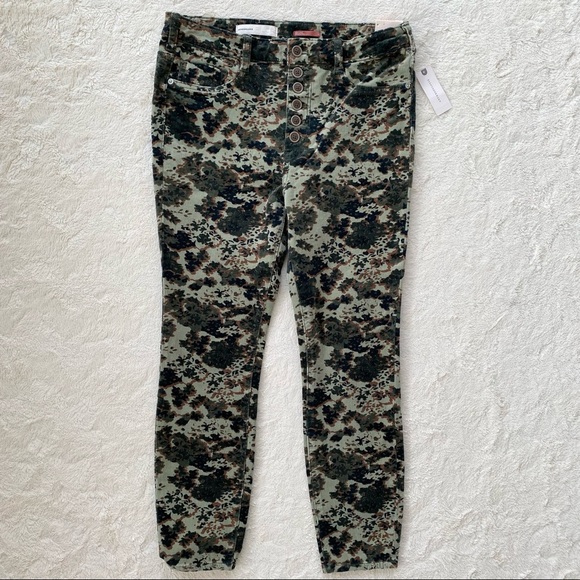 Anthropologie pilcro camo high rise skinny exposed button fly corduroy pants 31 - Picture 3 of 13